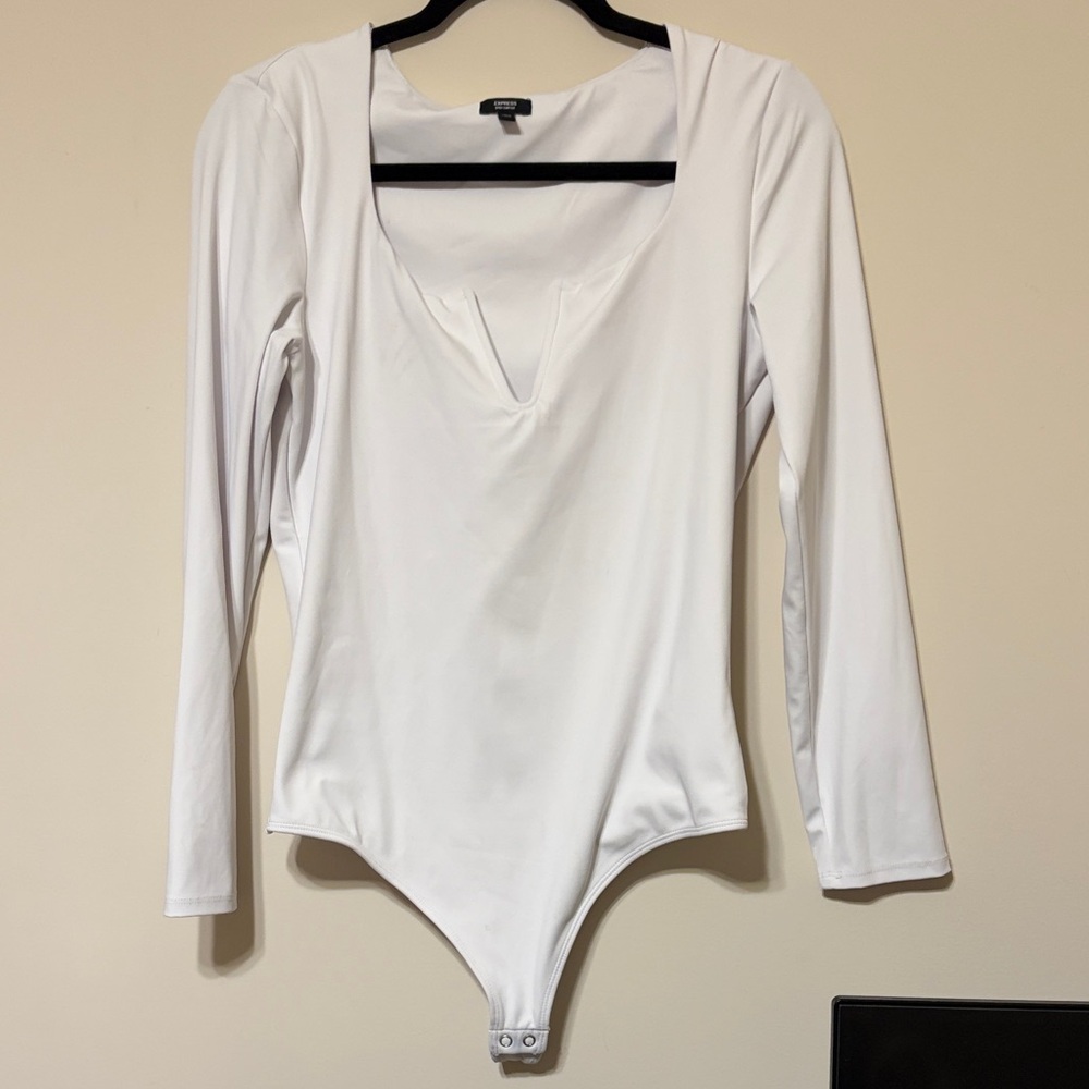 Express White Long Sleeve Bodycon Bodysuit